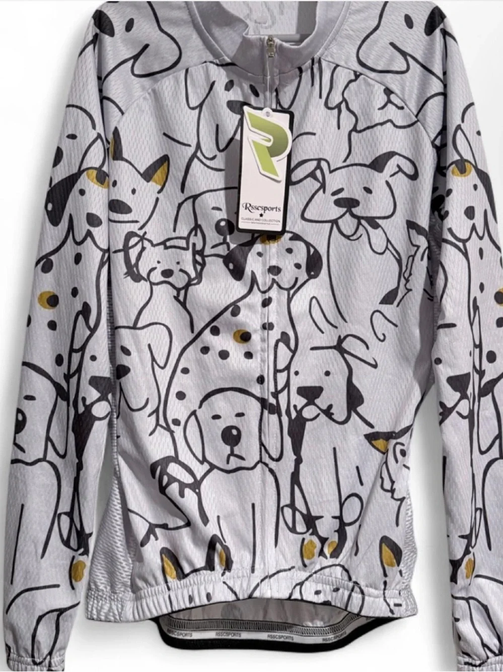 NWT RCCS SPORTS Jersey Like Athletic Puppy Dog Pattern Unisex Zip Up Jacket 6/8